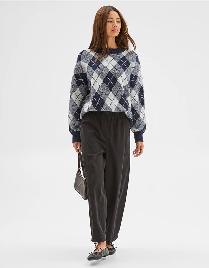 Lily Loves Argyle Crew Neck Jumper