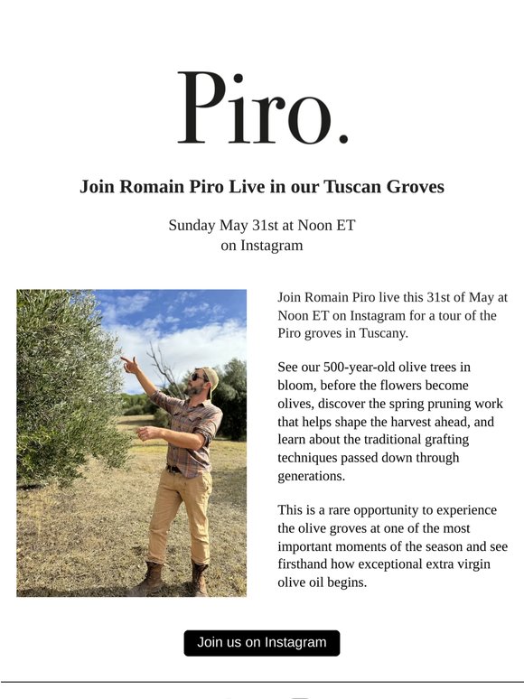 Join us live from the Piro Groves