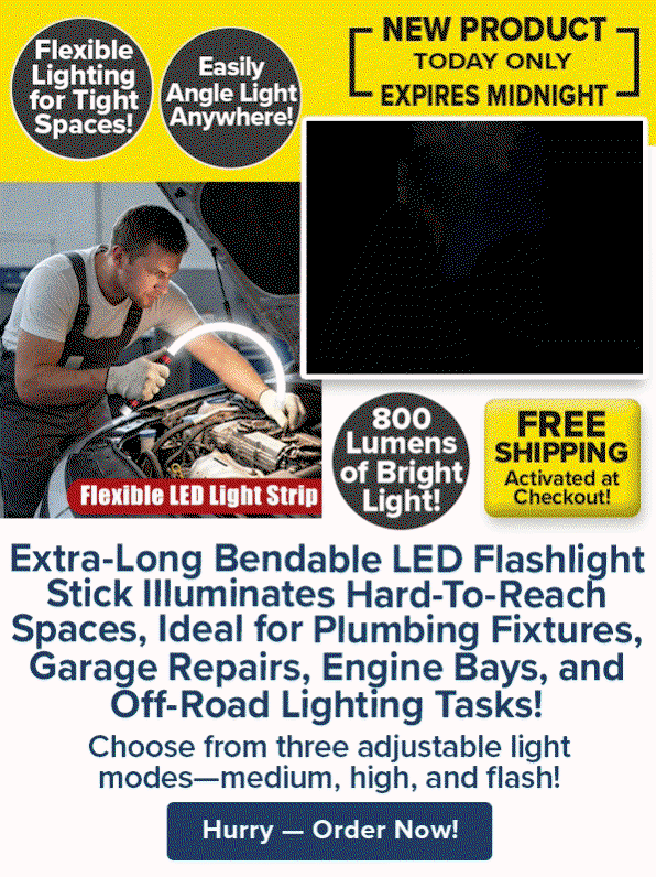 Extra-Long Bendable LED Flashlight Stick Bends Into Hard-To-Reach Spaces, Ideal for Plumbing Fixtures, Garage Repairs, Engine Bays, and Off-Road Lighting Tasks!