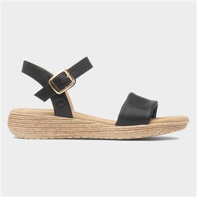 Heavenly Feet Sara Womens Black Buckle Sandal