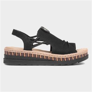 Rieker Antistress Womens Black Wedge Sandals