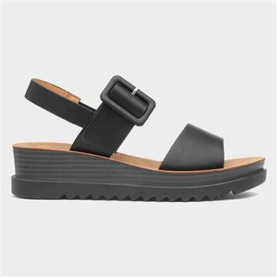 Heavenly Feet Pistachio Womens Black Wedge Sandal
