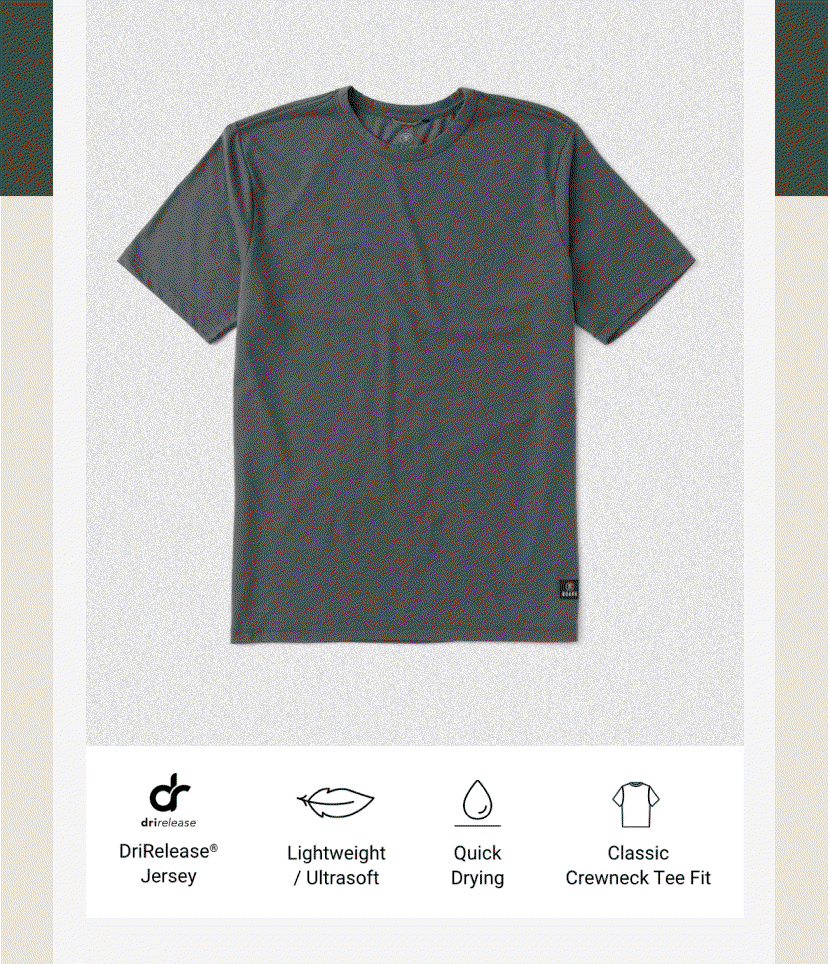 The Mathis active tee embodies the spirit of the adventurer, melding fabric, form and function into a top born out of necessity.