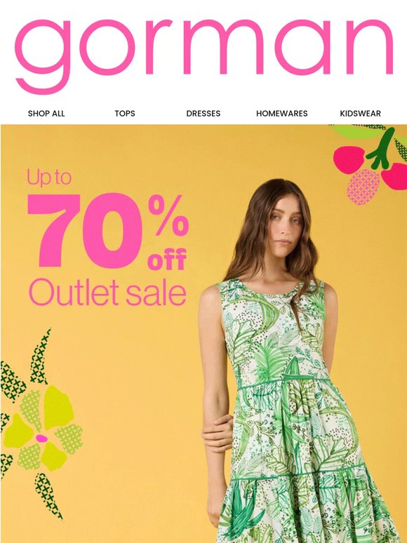 Outlet sale! Up to 70% off. x