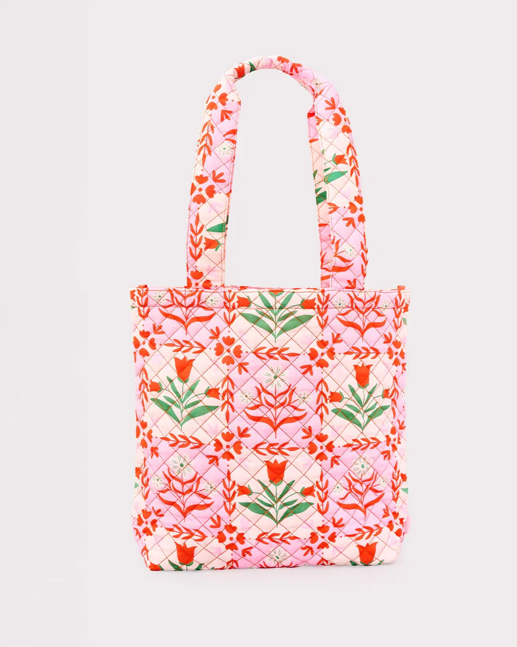 Image of Quilted Tote - Pink Tile Floral