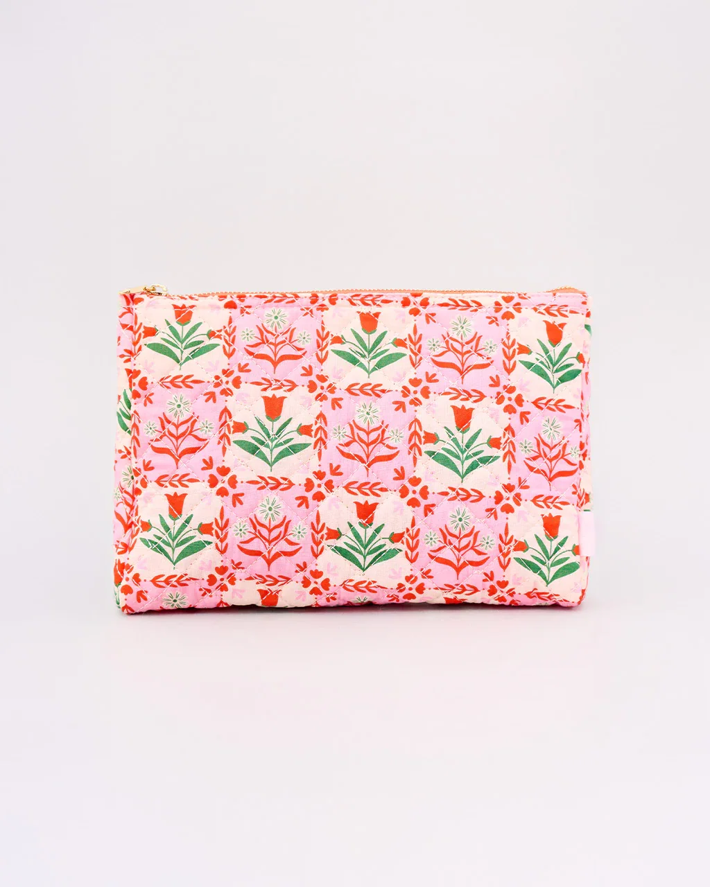 Image of Quilted Pouch - Pink Tile Floral