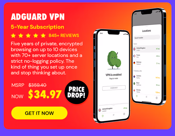 AdGuard VPN: 5-Yr Subscription