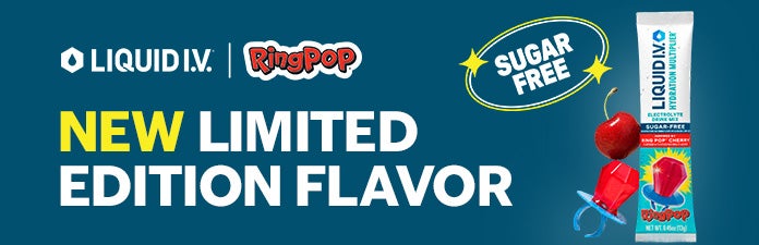 Liquid I.V. Hydration Multiplier, 30 Individual Serving Stick Packs in Resealable Pouch, Sugar Free, Ring Pop Cherry