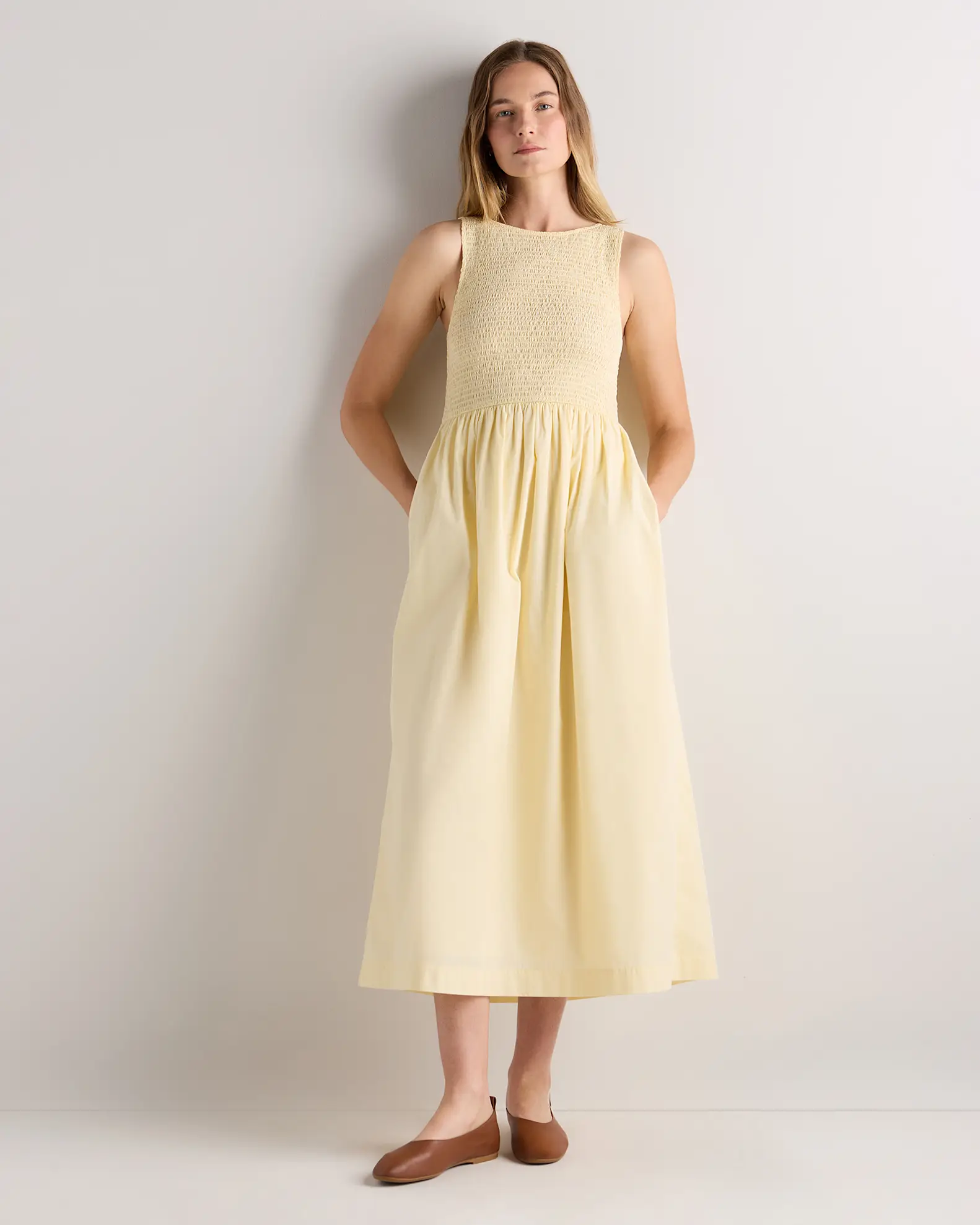 100% Organic Cotton Poplin Boat Neck Maxi Dress