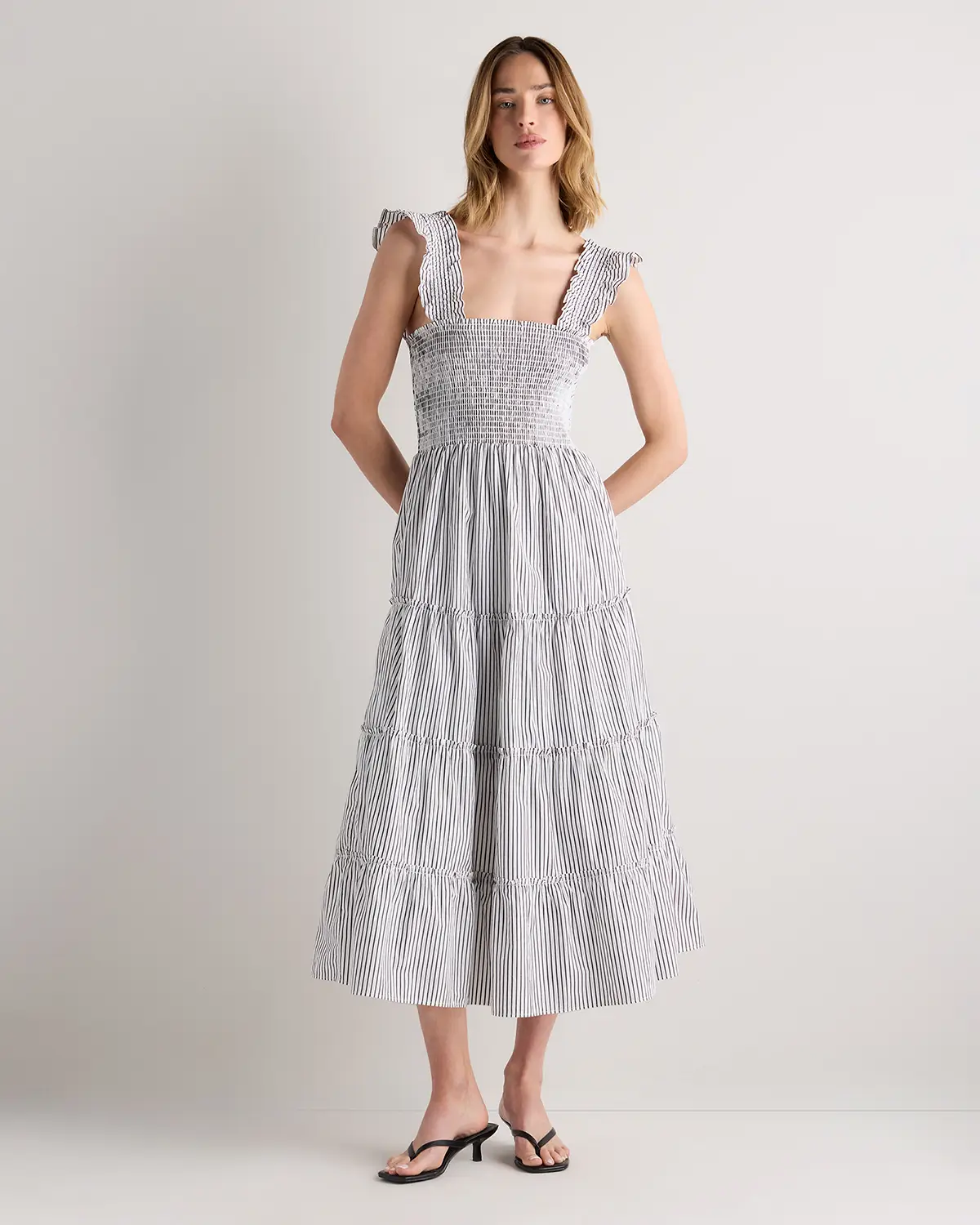 100% Organic Cotton Poplin Smocked Midi Dress