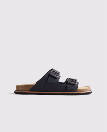 Nubuck Leather Double Buckle Slide