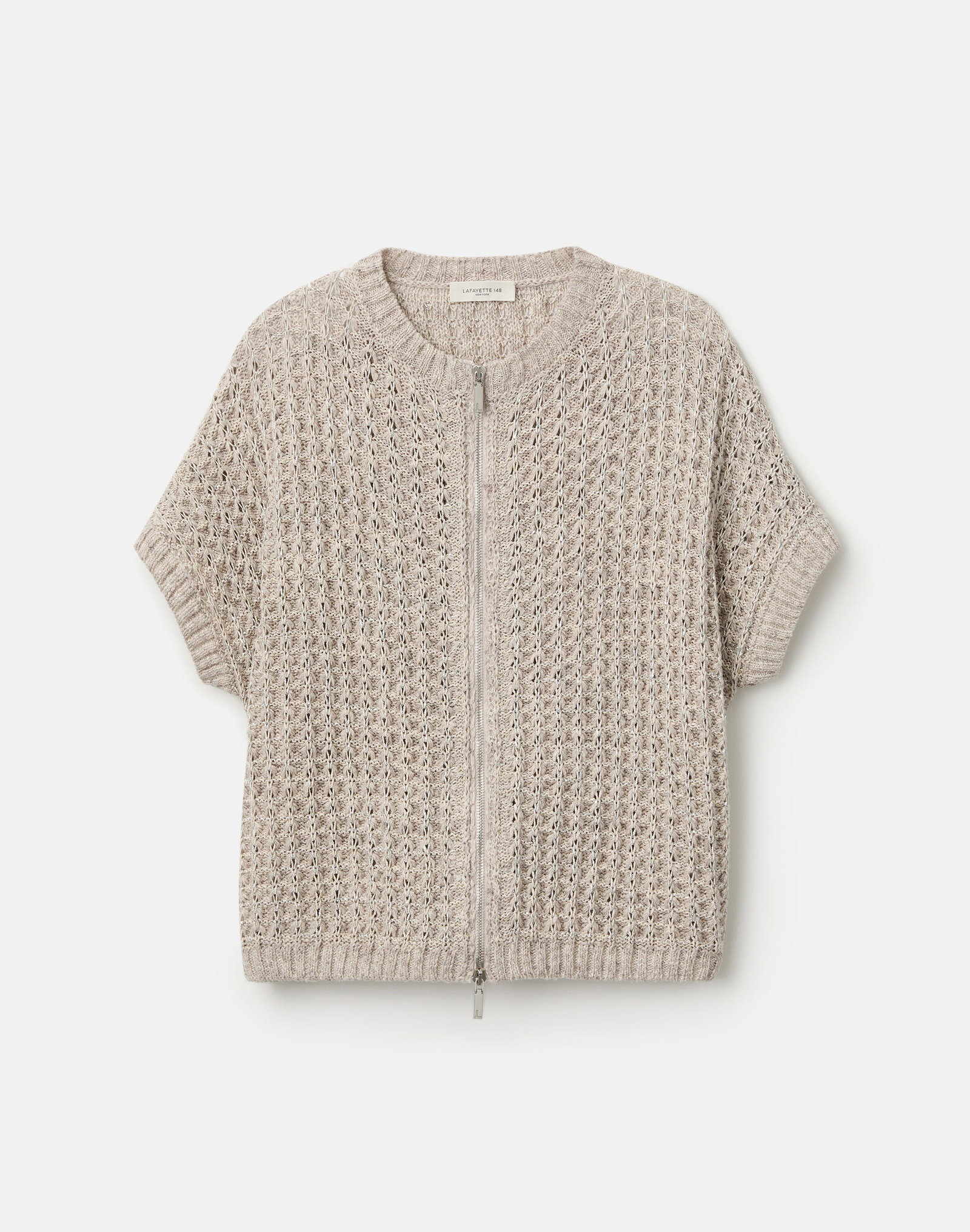Image of Metallic Flax Linen-Cotton Pointelle Sweater