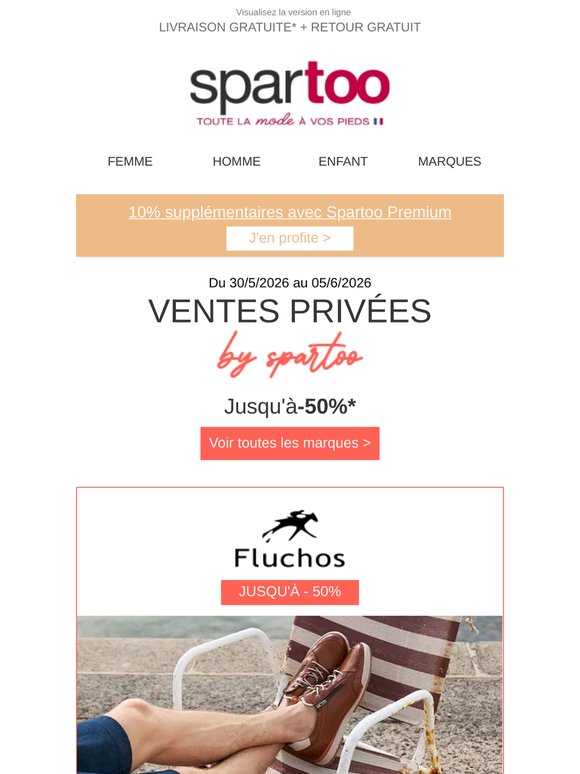 —, ⏳ On ne traîne pas ! Jusqu'à -50 % sur adidas, Fluchos, Linder, Bizzotto et JOTT en livraison gratuite.