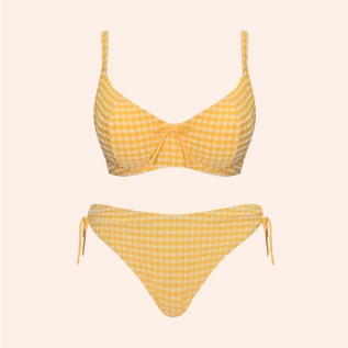 Holiday Check Scooped Balcony Bikini Top Sunshine Yellow