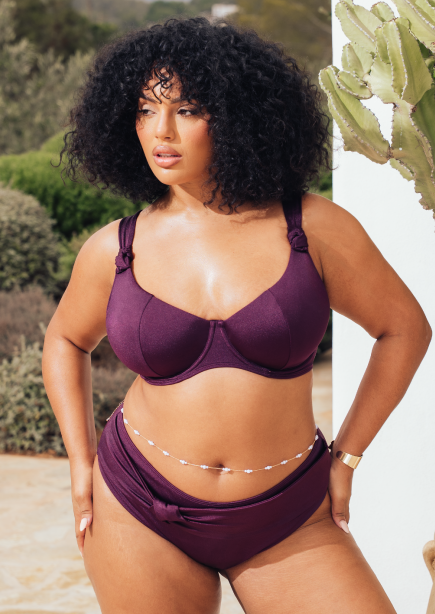 Beach Bliss Scooped Balcony Bikini Top Mulberry Purple
