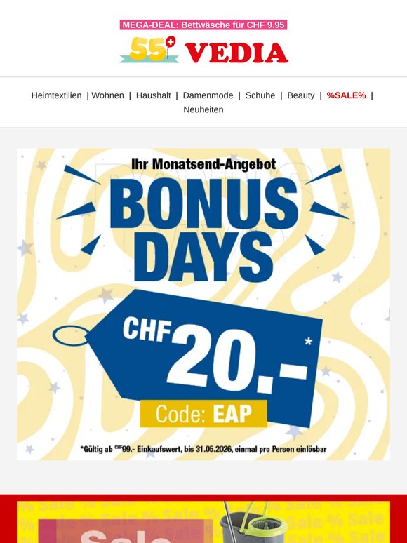 CHF 20.– geschenkt + Reinigungs-Sale