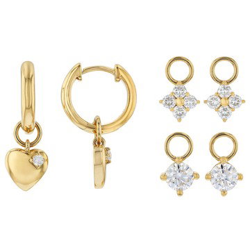 Moissanite 14k Yellow gold Over Sterling Silver Interchangeable Hoop Earrings 1.54ctw DEW