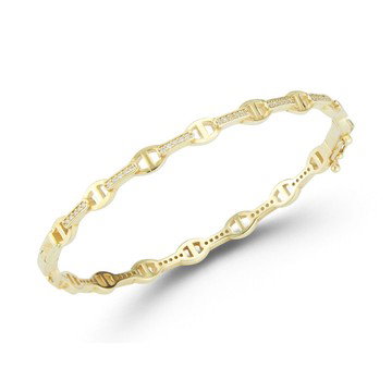 Sterling Statements 14K Yellow Gold Over Sterling Silver Cubic Zirconia Mariner Bangle Bracelet