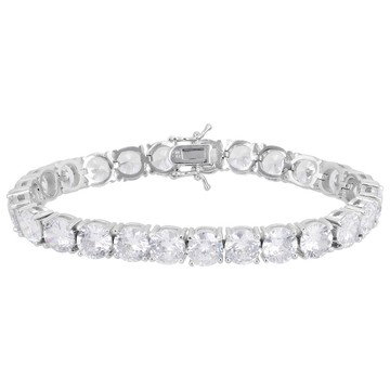 White Cubic Zirconia Rhodium Over Brass Tennis Bracelet 76.12ctw