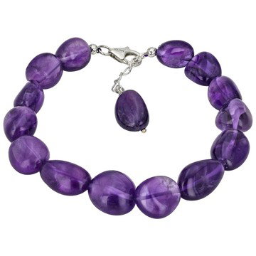 Purple Canela Amethyst Rhodium Over Sterling Silver Bracelet 85.00ctw