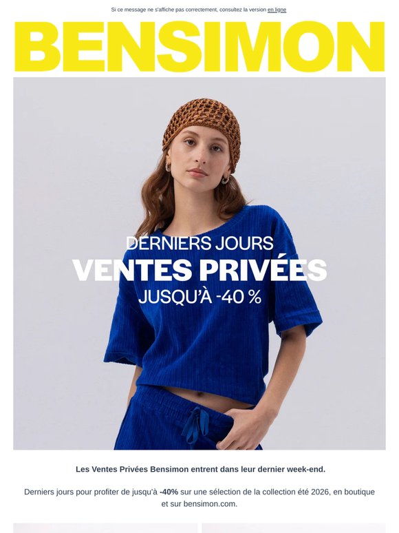 Dernier week-end de Ventes Privées jusqu’à -40%