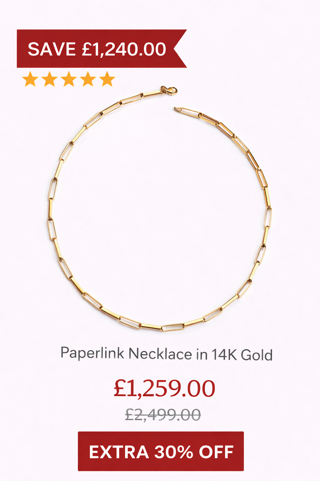 Gold Essential Paperclip Necklace in 14K Yellow Gold