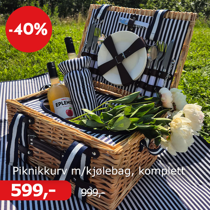  Piknikkurv med kjølebag, komplett 
