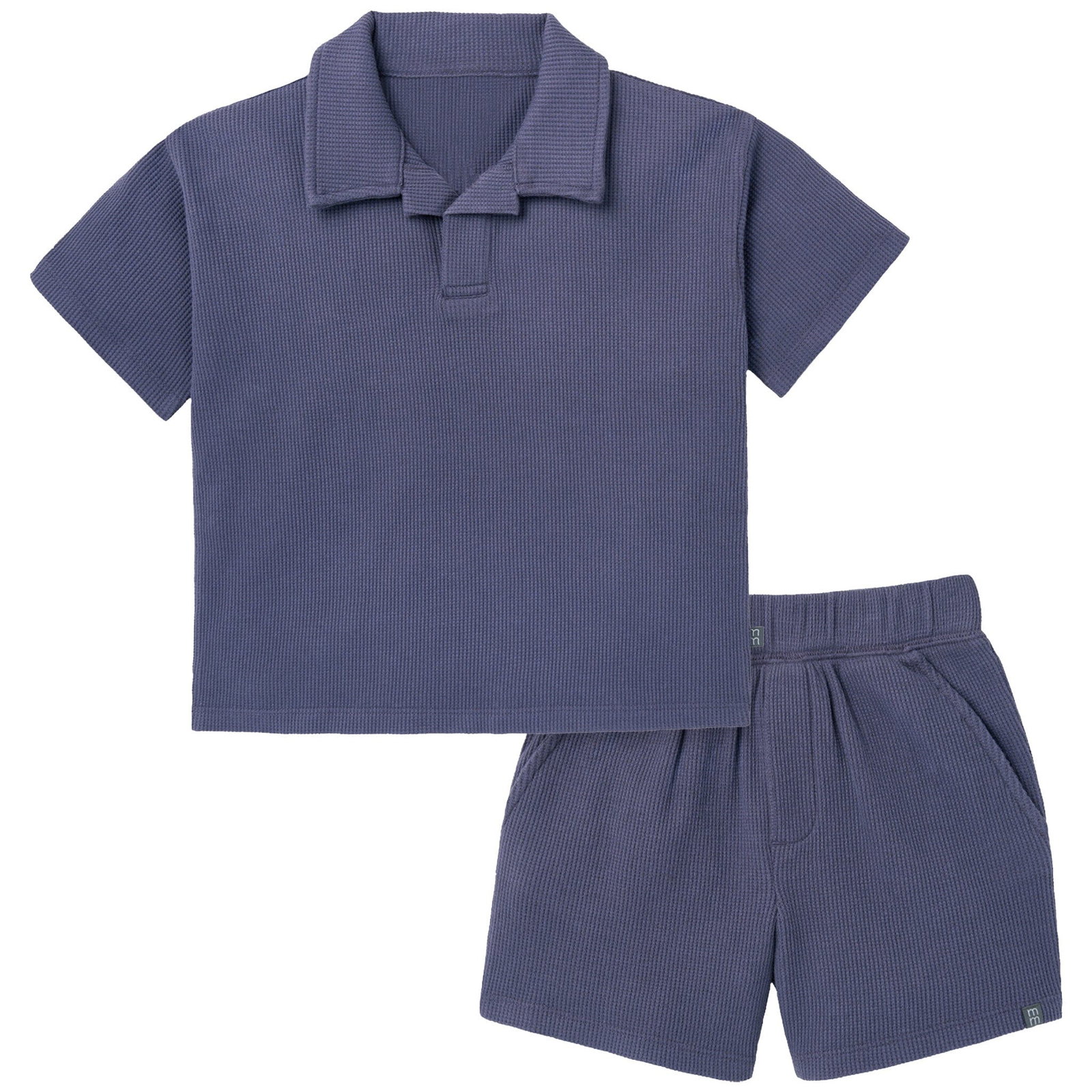 2-Piece Boys Odyssey Gray Johnny Collar Shirt and Shorts Set