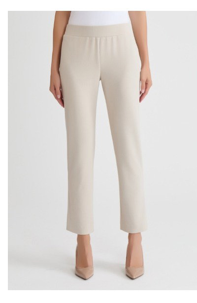Stretch Deco Crepe Straight-Leg Pants, Limestone