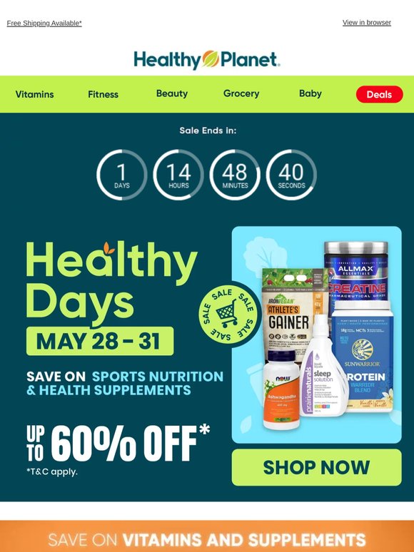 ENDS TOMORROW⏳ Healthy Days Sale: Up to 60% OFF!
