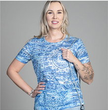 Short Sleeve Vintage Print Top With Hotfix