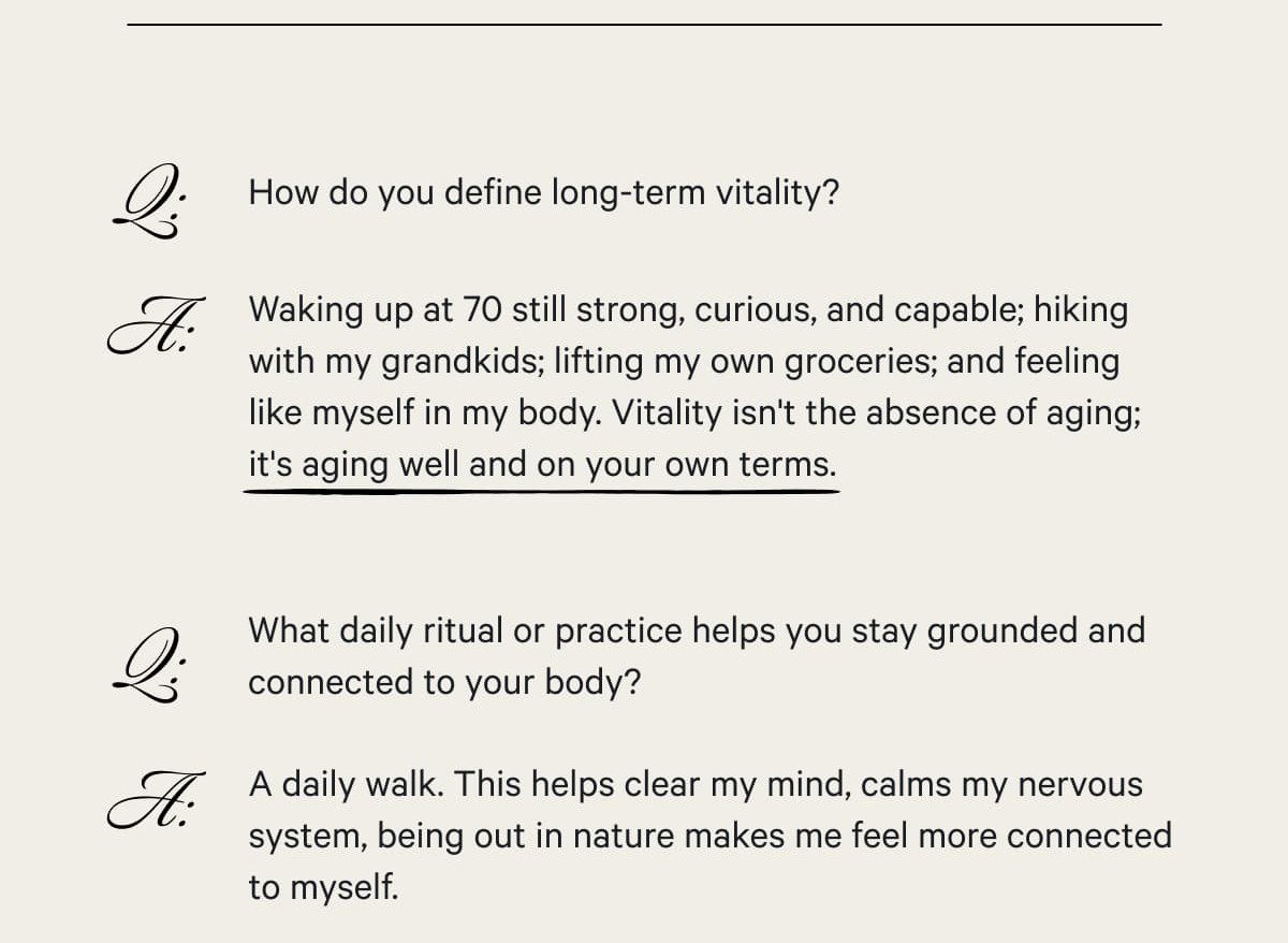 Q: How do you define long-term vitality?