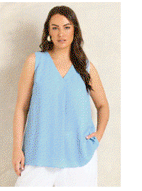 EVANS Curve Light Blue Pleat Swing Vest Top