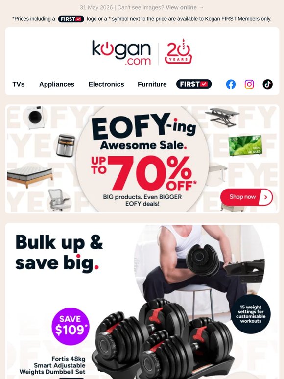 EOFY deal 💪 48kg Adjustable Dumbbell Set ONLY $229 (Save $109)