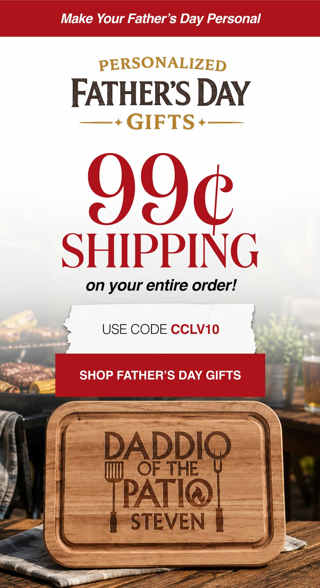 Personalized Father's Day Gifts 99¢ Shipping on your entire order!