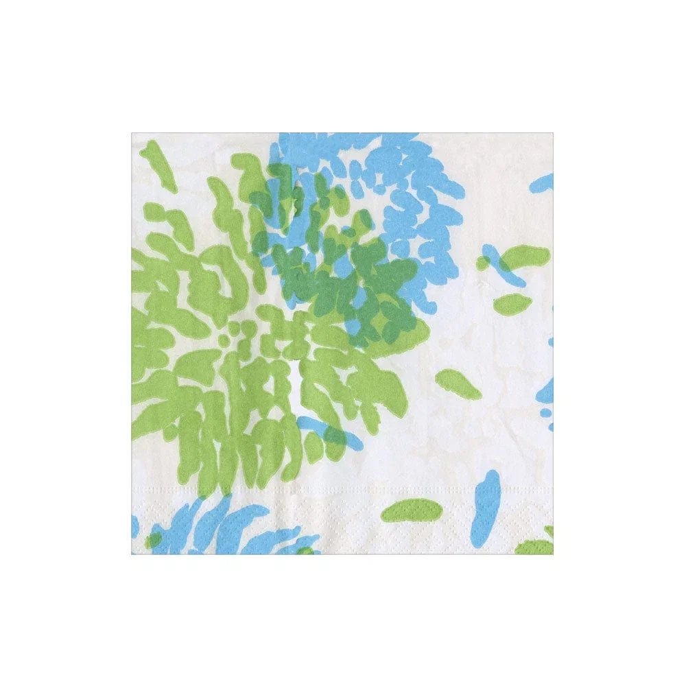 Image of Chrysanthemum Turquoise/Lime Cocktail Napkin - package of 20