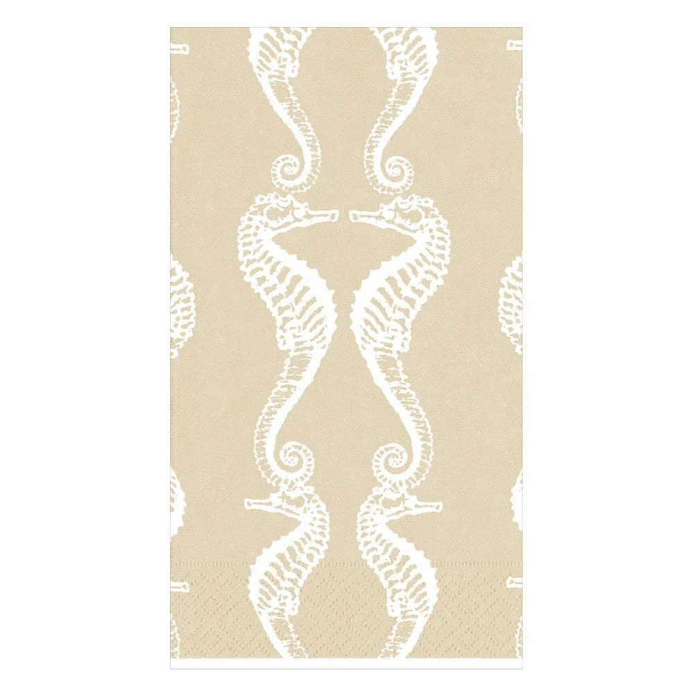 Image of Seahorses Sand Guest Towel - package of 15