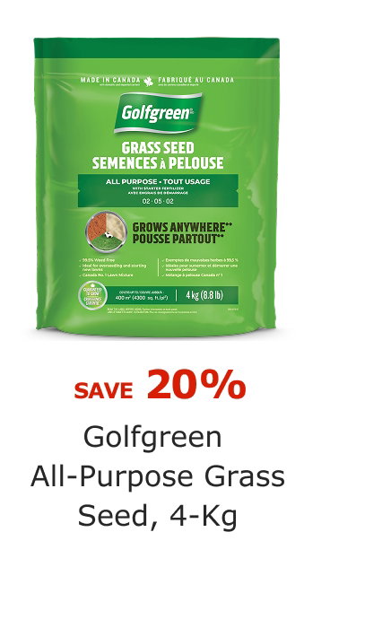 Save 20%. Golfgreen All-Purpose Grass Seed, 4-Kg.