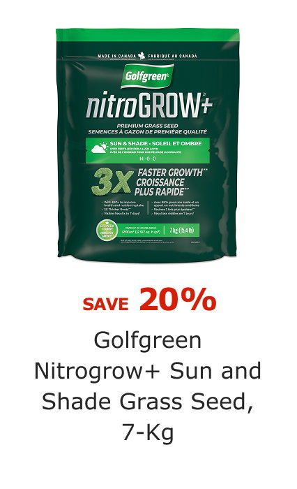Save 20%. Golfgreen Nitrogrow+ Sun and Shade Grass Seed, 7-Kg.