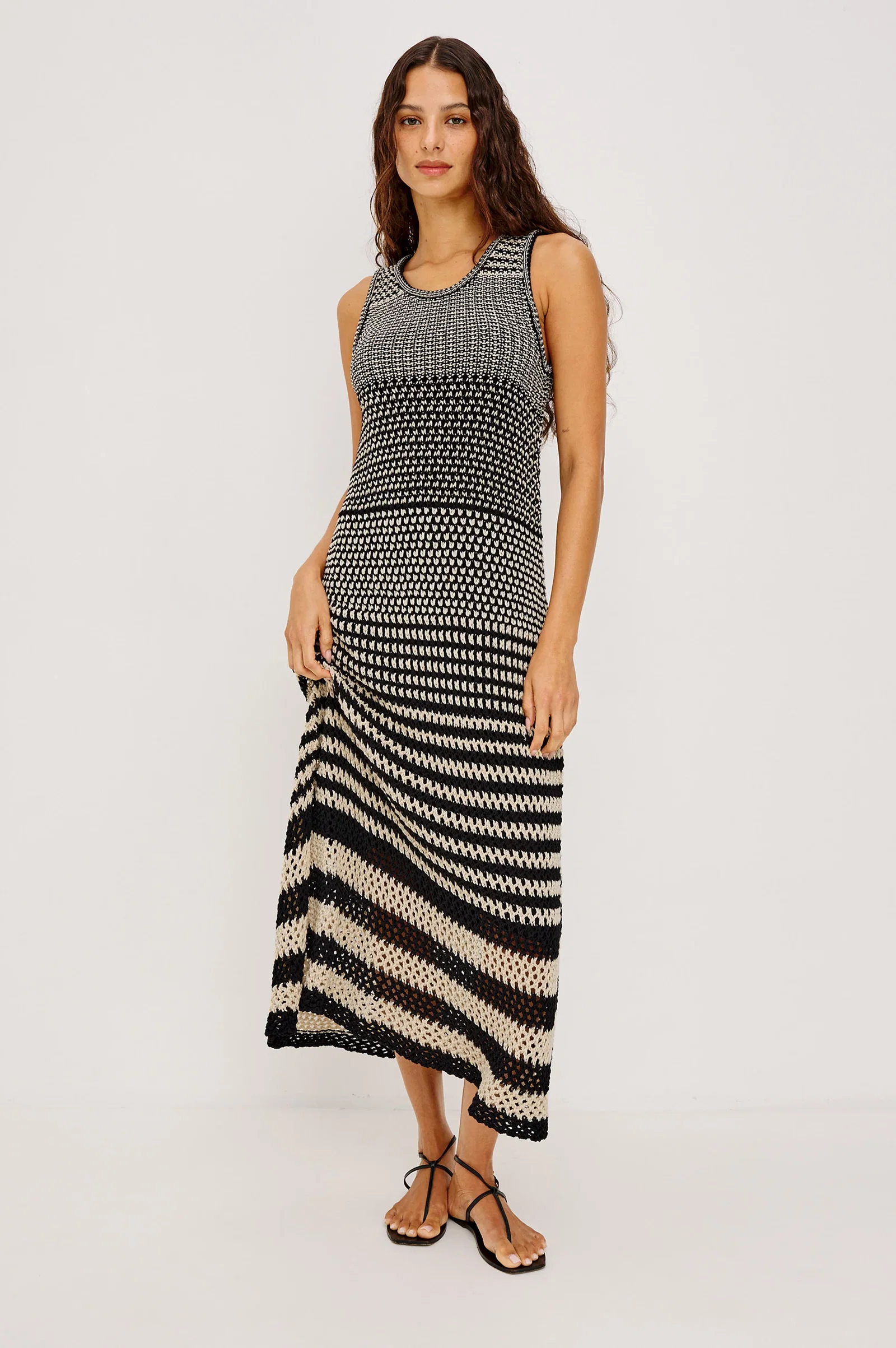 Image of YVETTE DRESS - ONYX IVORY STRIPE