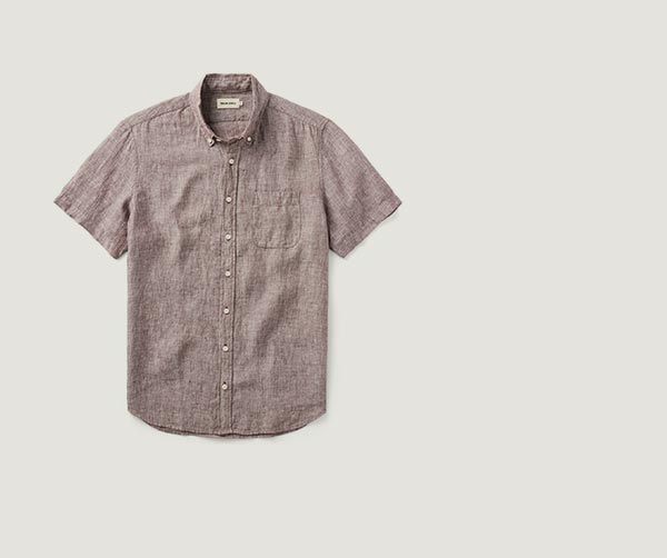 The Short Sleeve Jack in Burgundy Linen