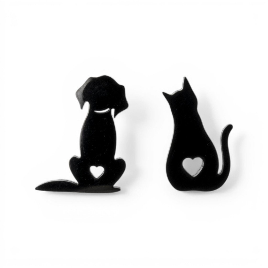 Orecchini Cane & Gatto Acciaio Nero