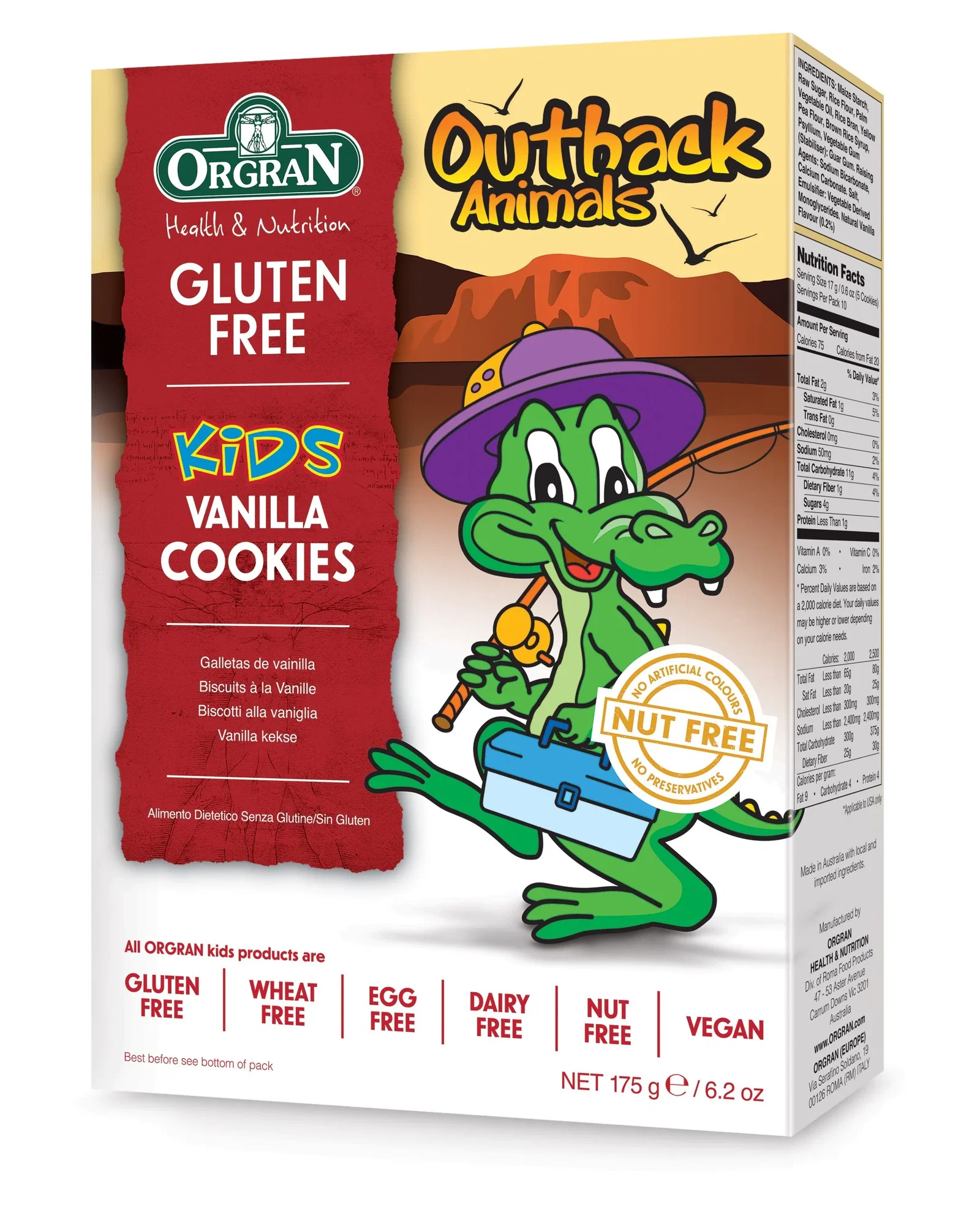 Image of Orgran Gluten Free Outback Animal Cookies Vanilla 175g