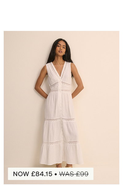 White Broderie Anglaise Wrena Midi Dress