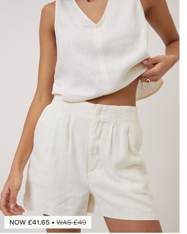 Cream Linen-Blend Shorts
