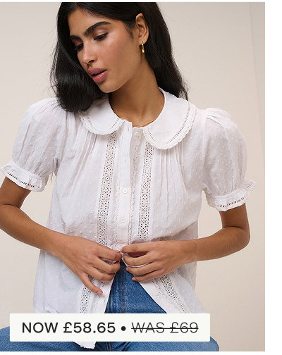 White Broderie Anglaise Peter Pan Collar Blouse