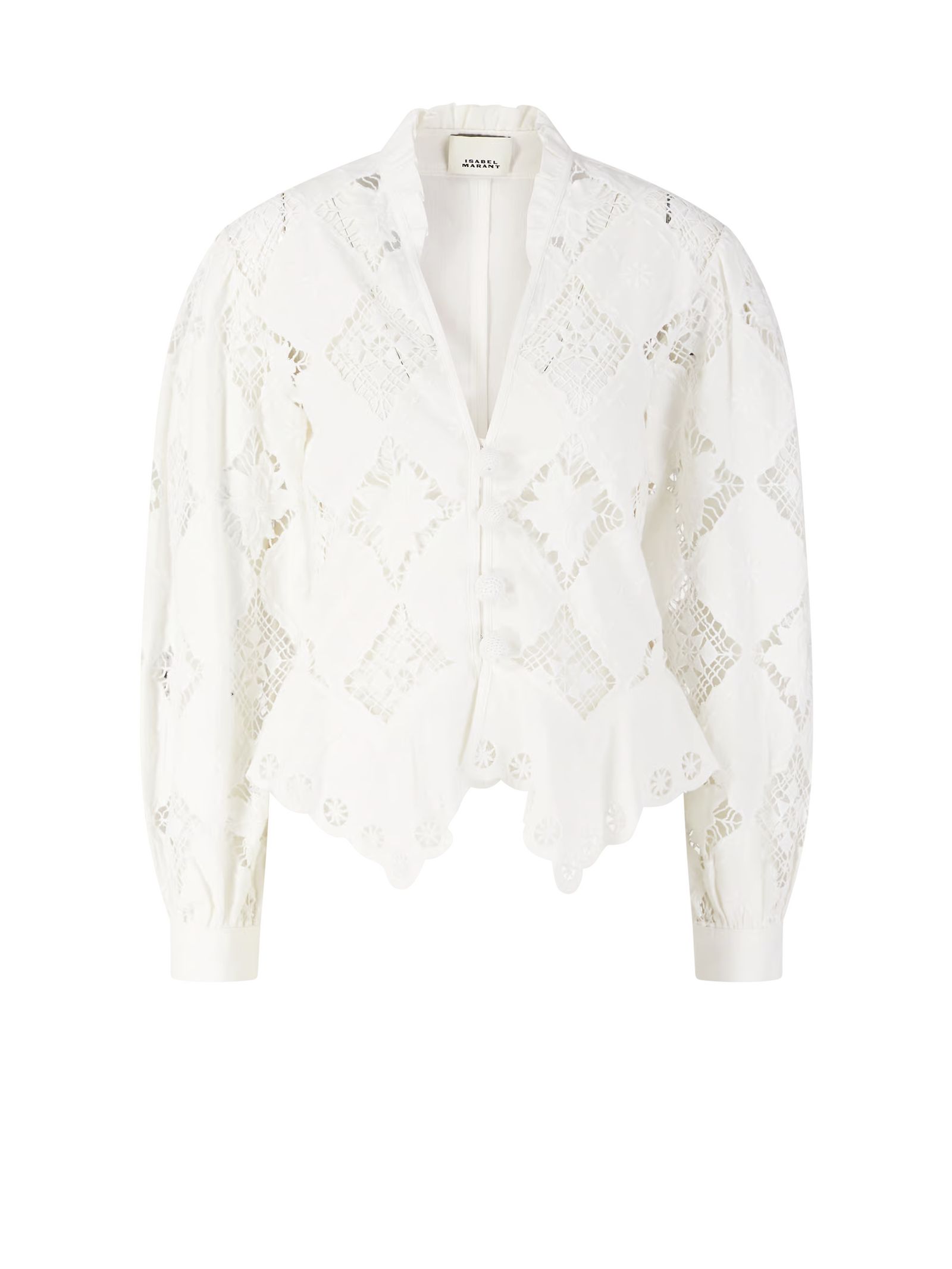 Bluse 'Nina' mit Stickereien aus Leinen Crème