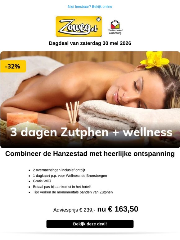 3 dagen Zutphen + de Bronsbergen nu 163,50