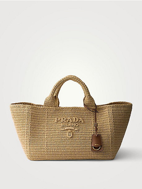Large Crochet Tote Bag With Leather Details