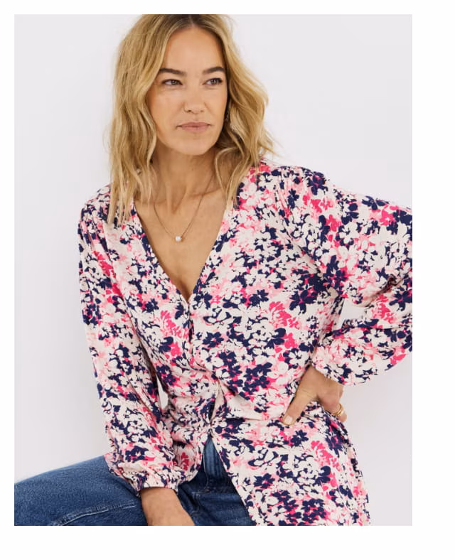 Button Front Long Sleeve Top